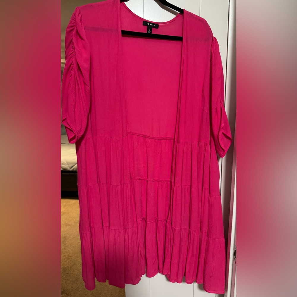 Women's Pink Open-Front Cardigan